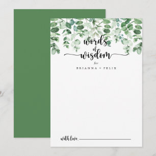 Carte Conseil Mots minimalistes Mariages d'eucalyptus