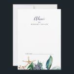 Carte Conseil Nautique moderne | Mariage verdoyant<br><div class="desc">Cette carte de conseil mariage de verdure nautique moderne est parfaite pour une croisière ou un mariage sur la plage et peut être utilisée pour n'importe quel événement. Le design botanique présente de beaux feuilles verts aux accents de fleurs marines et d'étoiles de mer dorées, ce qui lui donne une...</div>