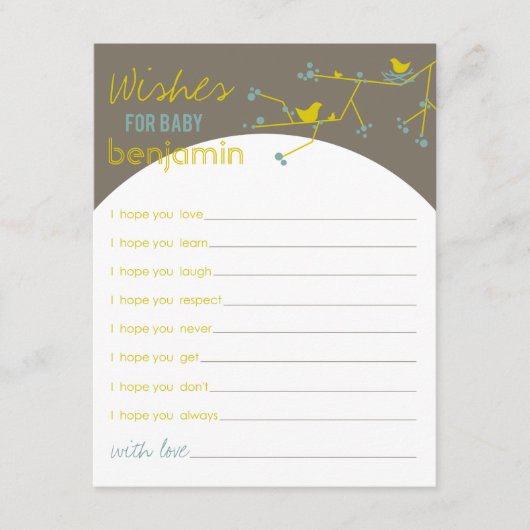 Carte Conseil Nesting Bird Family Wings for Baby Game Card (Devant)