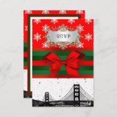 Carte Conseil Noël de San Francisco Skyline Red Snowflake (Devant / Derrière)