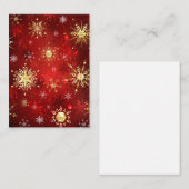 Carte Conseil Noël Golden Snowflakes sur Arrière - plan rouge (Devant / Derrière)