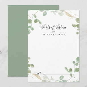 Carte Conseil Or Confetti Eucalyptus Mariage Paroles de sagesse