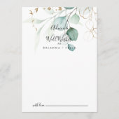 Carte Conseil Or Eucalyptus Calligraphie Mariage bien souhaits (Devant)