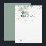 Carte Conseil Or Eucalyptus Mariage Paroles de sagesse<br><div class="desc">Cette carte de conseil de sagesse à eucalyptus or mariage est parfaite pour un mariage rustique. Ce design artistique présente une aquarelle dessinée à la main, de l'or et du feuillage vert, une beauté naturelle inspirante. Ces cartes sont parfaites pour un mariage, une douche nuptiale, un baby shower, une fête...</div>