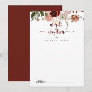 Carte Conseil Or Rustique Floral Mariage Mots de sagesse