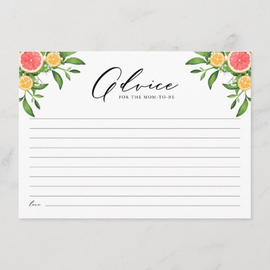 Carte Conseil Oranges et pamplemousses Conseils pour la nouvelle (Devant)