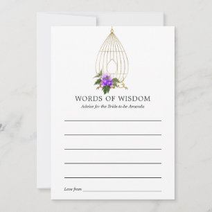 Carte Conseil Orné Vintage Birdcage Dentelle Fête des mariées fl