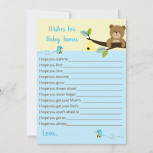 Carte Conseil Ours de miel et Bumble Bee Wives for Baby (Bleu)