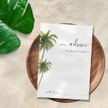 Carte Conseil Palm Tree Plage tropicale Destination Mariage<br><div class="desc">Ces cartes de conseils élégantes et aquarelles vous apporteront un merveilleux complément à vos douches nuptiales ! Customisez facilement le texte en cliquant sur l'option "personnaliser".</div>