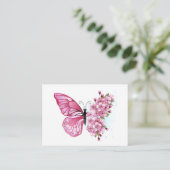Carte Conseil Papillon de fleurs avec Sakura rose (Debout devant)