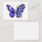 Carte Conseil Papillon saphir à fleurs (Devant / Derrière)