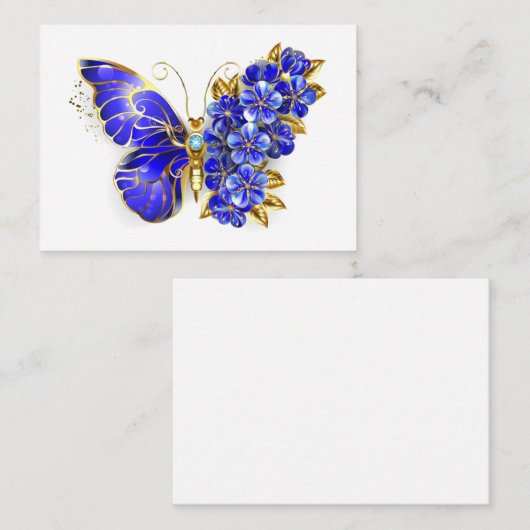Carte Conseil Papillon saphir à fleurs (Devant / Derrière)