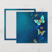 Carte Conseil Papillons d'or sur un Arrière - plan bleu (Devant / Derrière)