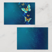 Carte Conseil Papillons d'or sur un Arrière - plan bleu (Devant / Derrière)