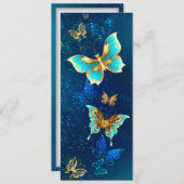 Carte Conseil Papillons d'or sur un Arrière - plan bleu (Devant / Derrière)