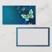 Carte Conseil Papillons d'or sur un Arrière - plan bleu (Devant / Derrière)