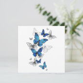 Carte Conseil Papillons volants bleus Morpho (Debout devant)