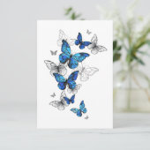 Carte Conseil Papillons volants bleus Morpho (Debout devant)