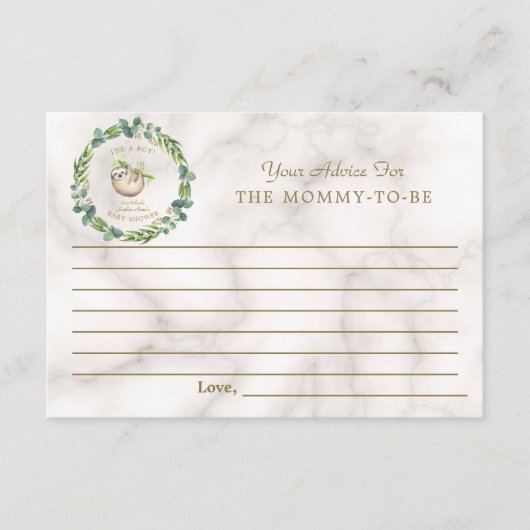Carte Conseil Parents de Baby shower d'Eucalyptus mignons (Devant)