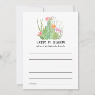 Carte Conseil Paroles de sagesse pour un mariage de cactus à l'a