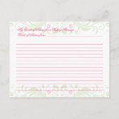 Carte Conseil Paroles florales rose pour la mariée (Dos)