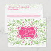 Carte Conseil Paroles florales rose pour la mariée (Devant / Derrière)