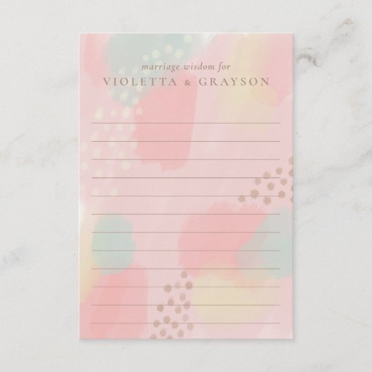 Carte Conseil Pastel Art Moderne Mariage Conseils pour les coupl (Devant)