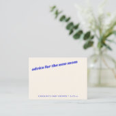 Carte Conseil Personalized Modern Cute Blue Baby Shower Mom (Debout devant)