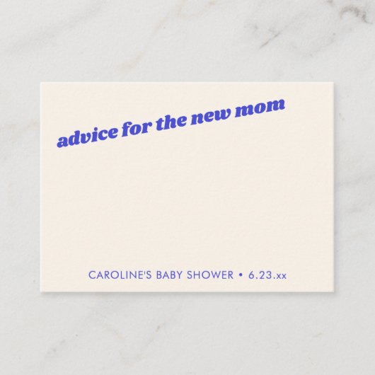 Carte Conseil Personalized Modern Cute Blue Baby Shower Mom (Devant)