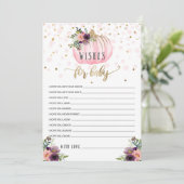 Carte Conseil Petit Baby shower Citrouille Pour Bébé (Debout devant)