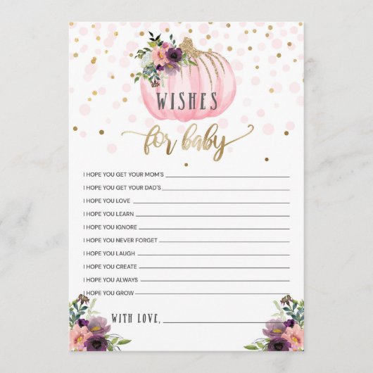 Carte Conseil Petit Baby shower Citrouille Pour Bébé (Devant)