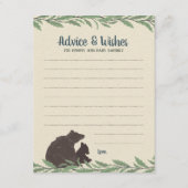 Carte Conseil Petit Ours Baby shower rustique (Devant)