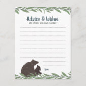 Carte Conseil Petit Ours Baby shower rustique (Devant)