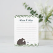 Carte Conseil Petit Ours Baby shower rustique (Debout devant)