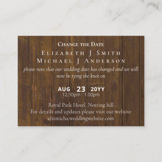 Carte Conseil PHOTO Changement de date Report incl ENVL. (Devant)