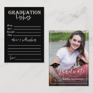 Carte Conseil Photo de fin d'études blanc et noir 2025 Graduatio