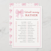 Carte Conseil Pink Bow Chérie Bébé Voudrait Maman Plutôt Jeu (Devant / Derrière)