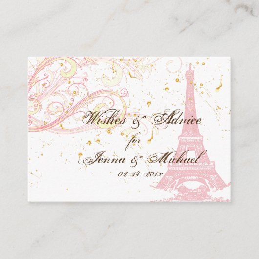 Carte Conseil PixDezines TOUR EIFFEL ROSE+SOUHAITS+CONSEIL (Devant)