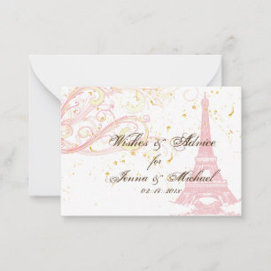 Carte Conseil PixDezines TOUR EIFFEL ROSE+SOUHAITS+CONSEIL