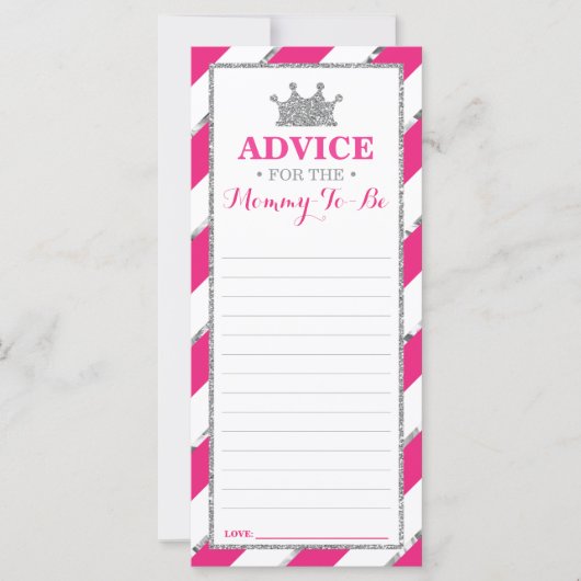 Carte conseil pour Maman-To-Be, Baby shower Faux S (Devant)