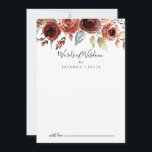 Carte Conseil Printemps Élégant Floral Mariage Paroles de sagess<br><div class="desc">Cette carte de conseil mariages florales et élégante de printemps est parfaite pour un mariage simple. Le design est composé de belles fleurs peintes à la main rose, rousse, bleue et bordeaux, associées à un feuillage vert. Ces cartes sont parfaites pour un mariage, une douche nuptiale, un baby shower, une...</div>