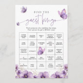 Carte Conseil Purple Butterfly Trouvez l'invité Bingo Game Card (Devant)