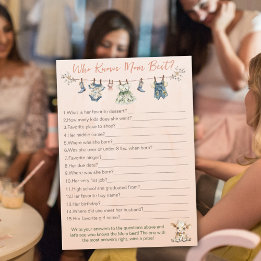Carte Conseil Qui connaît le mieux maman Jeu de baby shower Clot