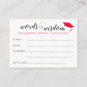 Carte Conseil Red Graduation Words of Wisdom Conseils pour les d (Devant)