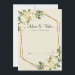 Carte Conseil Rose blanche Élégant Mariage Floral Or nouvellemen<br><div class="desc">Chic, élégant et formel Newlywoman Wings & Advice dispose d'aquarelle romantique roses blanches à la vanille avec des notes de rose roux affichées dans la verdure verdoyante sur un arrière - plan intemporel en coquille d'oeuf. Un cadre géométrique en cristal brillant et doré apporte une touche tendance. Personnalisez le design...</div>