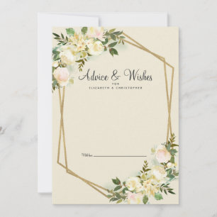 Carte Conseil Rose blanche Élégant Mariage Floral Or nouvellemen