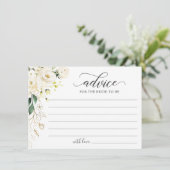 Carte Conseil Rose blanche or Floral verdure Mots de (Debout devant)