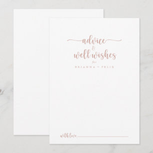 Carte Conseil Rose Gold Calligraphie Mariage bien souhaits