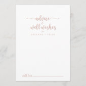 Carte Conseil Rose Gold Calligraphie Mariage bien souhaits (Devant)