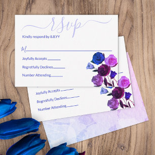 Carte Conseil Rose, Royal Blue, Berry Violet Mariage Floral RSVP